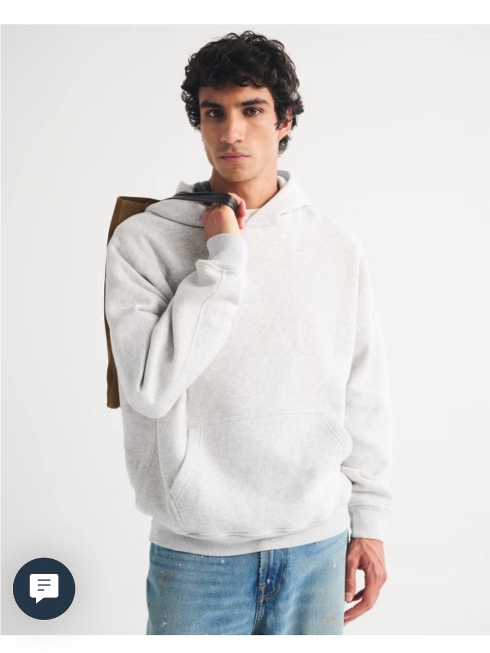 Abercombie & Fitch Men's Classic Light Gray Hoodie Sweatshirt